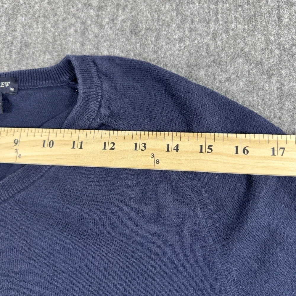 J.Crew Men's V-Neck Sweater Size M Navy Blue Cotton Cashmere Blend Knit